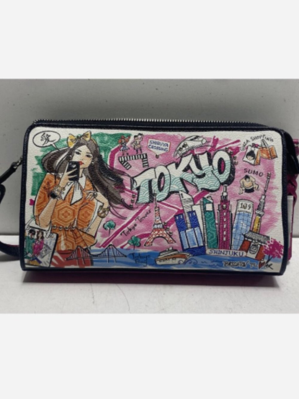 Brighton "From Tokyo With Love" Graphic Studded Crossbody Pouch Bag H1618M NWT